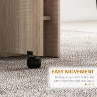 HOMCOM Folding Dining Table, Drop Leaf Table for Small Spaces with 2-tier Shelves, Small Kitchen Table with Rolling Casters, Natural(m-6)