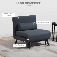 HOMCOM Faux Suede 5-Position Futon Single Sofa Bed Dark Grey(m-5)