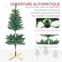HOMCOM Sapin de Noël artificiel 200 branches avec pied croix en bois amovible - Ø 62 x 120H cm - vert(m-7)