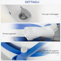 HOMCOM Vaschetta Bagnetto Pieghevole per Bambini 0-3 Anni con Indicatore di Temperatura e Cuscino, 81.5x50.5x23.5 cm, Blu(m-5)