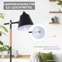HOMCOM® LAMPA STOJĄCA REGULOWANA LAMPA PODŁOGOWA 40 W metal + drewno czarna(m-5)