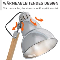 HOMCOM Lampa podłogowa lampa stojąca z regulacją wysokości regulowany klosz E27 lite drewno(m-7)