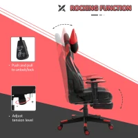 Vinsetto High-Back Gaming Chair, Racing Style Gamer Chair, Faux Leather Computer Chair with Footrest, Wheels, Red(m-4)