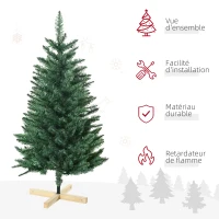HOMCOM Sapin de Noël artificiel 200 branches avec pied croix en bois amovible - Ø 62 x 120H cm - vert(m-4)