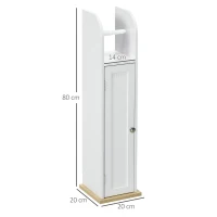kleankin Armário Casa de Banho Armário com Prateleiras Ajustáveis e Suporte para Papel Higiénico 20x20x80 cm Branco(m-3)