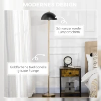 HOMCOM Lampa stojąca, retro lampa podłogowa, 40 W lampa stojąca z oprawką E27, metal(m-4)