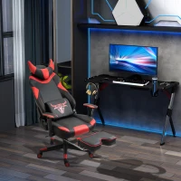 Vinsetto High-Back Gaming Chair, Racing Style Gamer Chair, Faux Leather Computer Chair with Footrest, Wheels, Red(m-11)