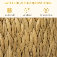 PawHut 2-in-1 kattengrot met waterhyacintgras, wasbaar kussen 44 cm x 43 cm x 42 cm, lichtbruin+natuurlijk hout+grijs(m-5)