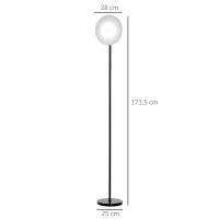 HOMCOM Stehlampe mit LED um 90 Grad verstellbar abnehmbarer Lichtmast Stehleuchte 3 Stufen Lampe Metall Acryl Schwarz Ø28 x 171,5 cm(m-3)