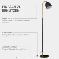 HOMCOM Bogenlampe Stehlampe Wohnzimmer Schirm verstellbar Stehleuchte 40W moderne Bogenleuchte mit E27 Fassung Schirm für Schlafzimmer Büro Metall Schwarz 43 x 28 x 160 cm(m-5)