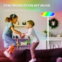 HOMCOM Stehleuchte, Deckenfluter, smarte Steuerung per App oder Sprache, viele Farben, Stahl, 25 x 25 x 168cm(m-7)