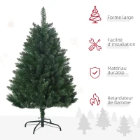 HOMCOM Sapin de Noël artificiel 305 branches avec pied croix acier amovible Ø 85 x 120H cm vert(m-4)