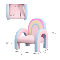 ZONEKIZ Poltrona para Crianças Pequenas em Forma de Arco Íris para Crianças de 1,5 a 5 Anos para Dormitório Sala de Estar kg 43x41x51 cm Rosa(m-3)