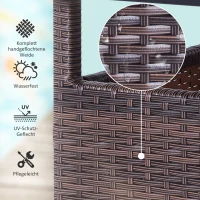 Outsunny® poly-rotan bijzettafel tuintafel voor parasol terrastafel paraplubak incl. zandzak bruin 55,5 l x 55,5 b x 46 h cm(m-4)