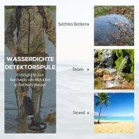 Outsunny Metalldetektor Metallsuchgerät mit LCD Display wasserdicht 16,5cm Suchspule ABS Ф16,5 x 81cm(m-5)