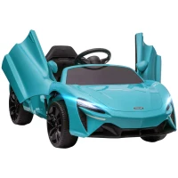 HOMCOM Coche Eléctrico 12V para Niños Mclaren con Mando a Distancia Música Bocina Faros Velocidad 2-5 km/h 126x65x52 cm Azul(m-1)
