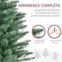HOMCOM Sapin de Noël artificiel 200 branches avec pied croix en bois amovible - Ø 62 x 120H cm - vert(m-5)