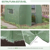 Outsunny Estufa Tipo Túnel 300x200x200 cm com Porta e Janelas Cobertura de PE e Metal Galvanizado para Cultivos Verde(m-5)