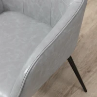 HOMCOM Scaun în Stil Industial cu Spătar din Piele Ecologică și Metal, 61x58x84 cm, Gri(m-8)