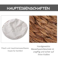 PawHut Kosz dla kota Rattanowe gniazdo dla kota Legowisko dla kota z poduszką Legowisko dla zwierząt domowych brązowy(m-8)