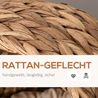 PawHut Kosz dla kota Rattanowe gniazdo dla kota Legowisko dla kota z poduszką Legowisko dla zwierząt domowych brązowy(m-6)