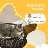 PawHut Łóżko dla kota, dom dla kota z miejscem do przechowywania, kocia chata z poduszką Stal Kawa(m-6)