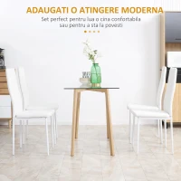 Homcom Set 4 Scaune Sufragerie – Piele Artificiala cu Spatar inalt(m-4)