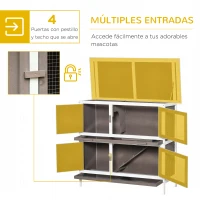 PawHut Conejera de Madera de 2 Pisos con Techo Asfáltico Bandejas Extraíbles y Rampa para 2 Conejos 100x47x91 cm Marrón(m-4)