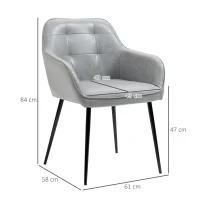 HOMCOM Scaun în Stil Industial cu Spătar din Piele Ecologică și Metal, 61x58x84 cm, Gri(m-3)