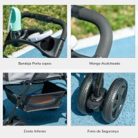 PawHut Carrinho de animal de estimação dobrável removível de aço Tecido Oxford Rodas giratórias Freios Janela para gatos pequenos Cães 67x45x96 cm Cinza(m-7)