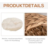 PawHut Kosz dla kota Rattanowe gniazdo dla kota Legowisko dla kota z poduszką Legowisko dla zwierząt domowych brązowy(m-4)