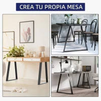 HOMCOM Conjunto de 2 Patas para Mesa Patas de Diseño Trapezoidal con Tornillos Incluidos para Mesa DIY 70x5x72 cm Negro(m-7)
