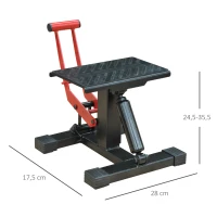 HOMCOM Plataforma Elevadora para Motocicletas Universal com Altura Ajustável 28x17,5x24,5x35,5 cm Preto e Vermelho(m-3)
