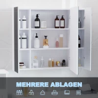 kleankin Spiegelschrank Badschrank mit LED-Beleuchtung 90 x 15 x 75cm Weiß(m-5)