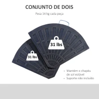 Outsunny Conjunto de 2 Peças de Base para Chapéu de Sol Excéntrico Suporte para Chapéu de Sol Excéntrico para Jardim Pátio 66x47x4,2cm Preto(m-4)