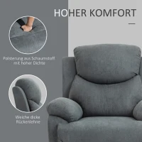 HOMCOM Relaxsessel, Fernsehsessel mit Liegefunktion, Liegesessel, gepolsterter TV Sessel mit Leinenoptik, Ruhesessel für Wohnzimmer, Schlafzimmer, Grau(m-6)