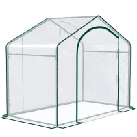 Outsunny Gewächshaus mit Fernster, Rolltür, winterfest Foliengewächshaus aus Stahl, Treibhaus für Balkon, Garten, Tomatenhaus 180 x 100 x 168 cm, Tomatengewächshaus für Tomaten, Gemüse, Transparent(m-4)