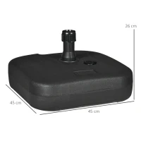 Outsunny Base para Chapéu de Sol Suporte para Chapéu de Sol Recarregável com Água ou Areia HDPE 46x45x26cm Preto(m-3)