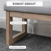 HOMCOM Fußbank im Skandi-Design, Sitzhocker, Fußhocker, 68 cm x 38 cm x 42 cm, Grau + Natur(m-4)