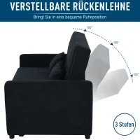 HOMCOM Sofa rozkładana szezlong 2-osobowa sofa z tkaniny komplet wypoczynkowy ciemnoszara(m-6)