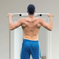 HOMCOM Barra de Abdominais Fixa na Parede para Abdominais e Exercícios de Musculação - Branco - 118x44x20 cm(m-2)