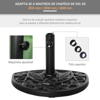 Outsunny Base para Chapéu de Sol Semicircular 9 kg Apto para Mastros de 35 mm 38 mm e 48 mm Preenchido com Cimento 50x32x32cm Preto(m-6)