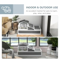 PawHut Wooden Tortoise House with Balcony, Tray, Roof, for Indoor and Outdoor(m-8)