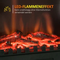 HOMCOM Elektrische Haard, LED-Vlammen, 1000/2000 W, Regelbare Temperatuur & Helderheid, Metaal, 39 x 23 x 56,5 cm(m-4)