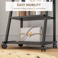 HOMCOM Free Standing Dressing Mirror, Rolling Full Length Mirror on Wheels with Adjustable Angle, Storage Shelves for Bedroom(m-6)