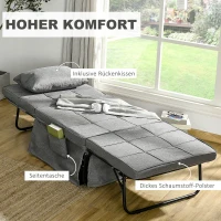 HOMCOM 4-in-1 opklapbed fauteuil voetenbank ligstoel 5-laags in hoogte verstelbaar grijs(m-7)