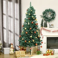 HOMCOM Árvore de Natal Artificial 180 cm com 536 Ramos e Base Cruzada de Madeira Decoração para Interiores Ø90x180 cm Verde(m-2)