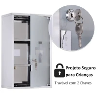 HOMCOM Armário em Casa de banho Armazenar Medicamentos  50x30x18 cm  primeiros socorros aço  inoxidável(m-4)