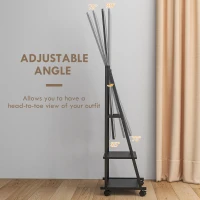 HOMCOM Free Standing Dressing Mirror, Rolling Full Length Mirror on Wheels with Adjustable Angle, Storage Shelves for Bedroom(m-4)