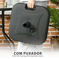 Outsunny Base para Chapéu de Sol Suporte para Chapéu de Sol Recarregável com Água ou Areia HDPE 46x45x26cm Preto(m-6)